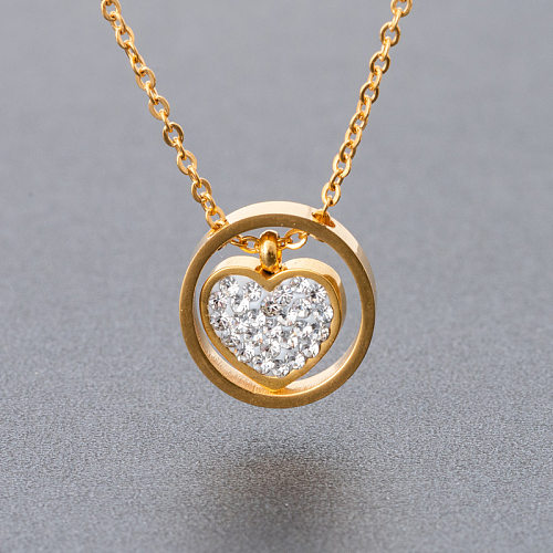 Wholesale Simple Style Heart Shape Stainless Steel  Pendant Necklace