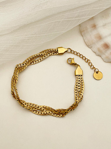 Punk estilo simples bloco de cores cor sólida banhado a ouro pulseiras de aço inoxidável