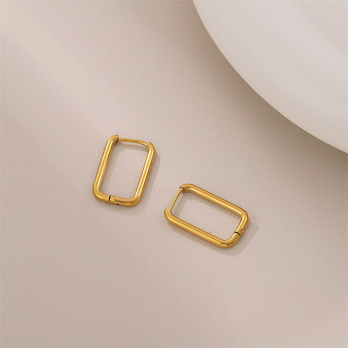 1 paire de boucles d'oreilles plaquées or 18 carats, Style Simple, en forme de U, en acier inoxydable
