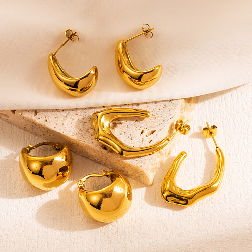 1 par de brincos de orelha banhados a ouro 18K estilo clássico estilo moderno em forma de C