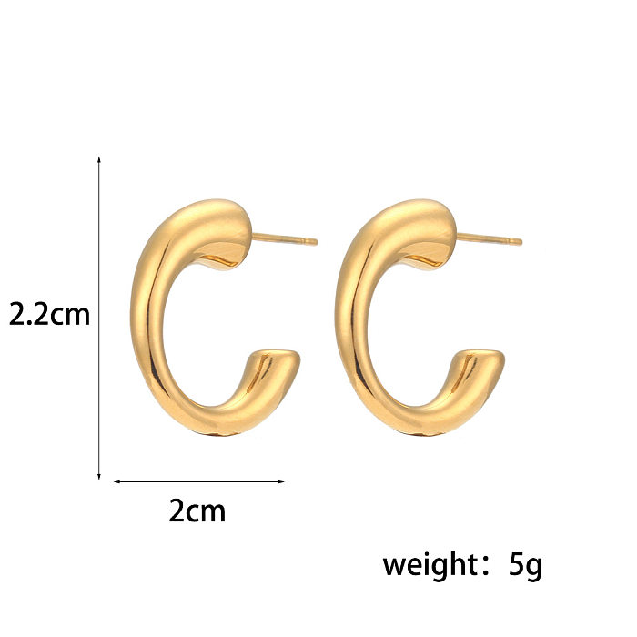 Retro C-förmige Streifen-Edelstahl-Ohrringe mit Überzug aus Edelstahl