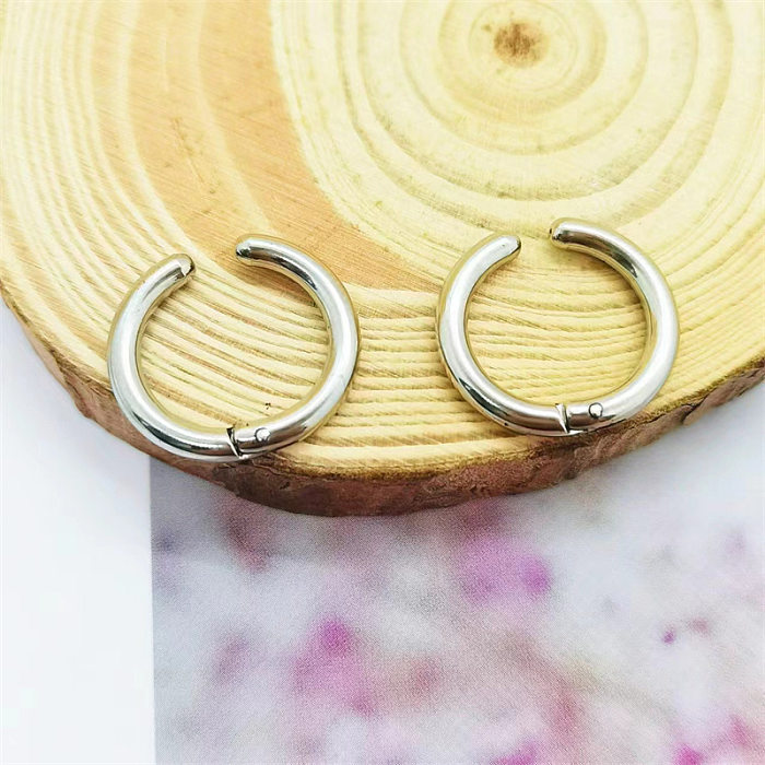 1 Pair Simple Style Round Plating Stainless Steel  Hoop Earrings