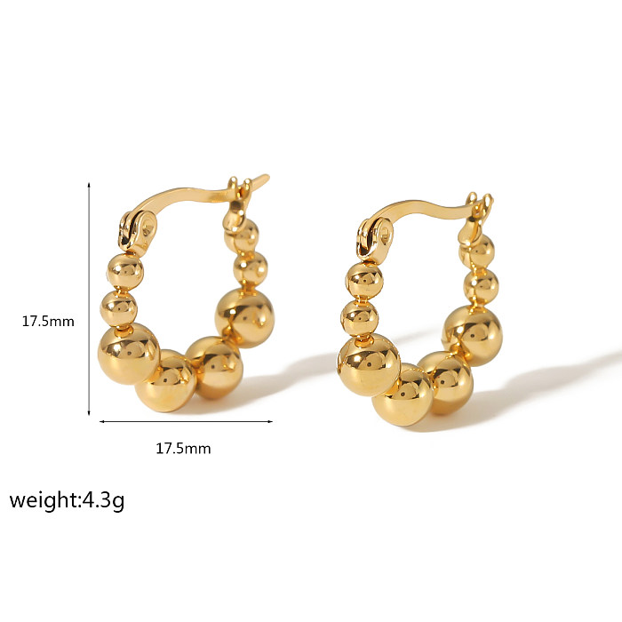 1 Pair Retro Quadrilateral Round Heart Shape Polishing Plating Stainless Steel  18K Gold Plated Earrings