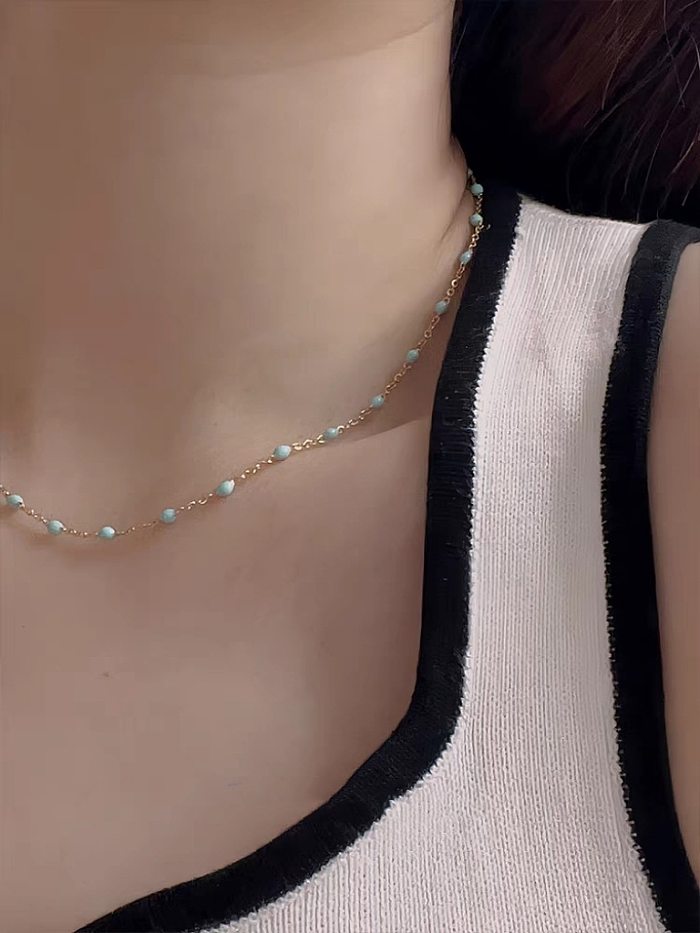 Modern Style Solid Color Stainless Steel  Patchwork Necklace