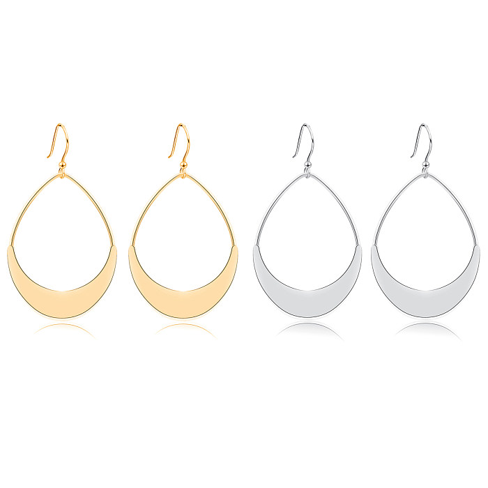 1 Pair Simple Style Water Droplets Plating Hollow Out Stainless Steel  Gold Plated Silver Plated Drop Earrings