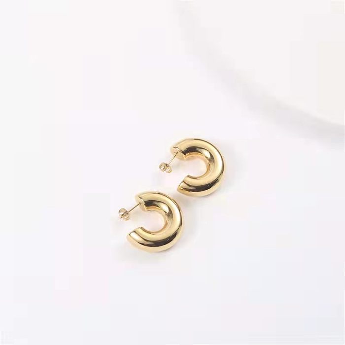 1 Pair Simple Style C Shape Plating Stainless Steel  Ear Studs