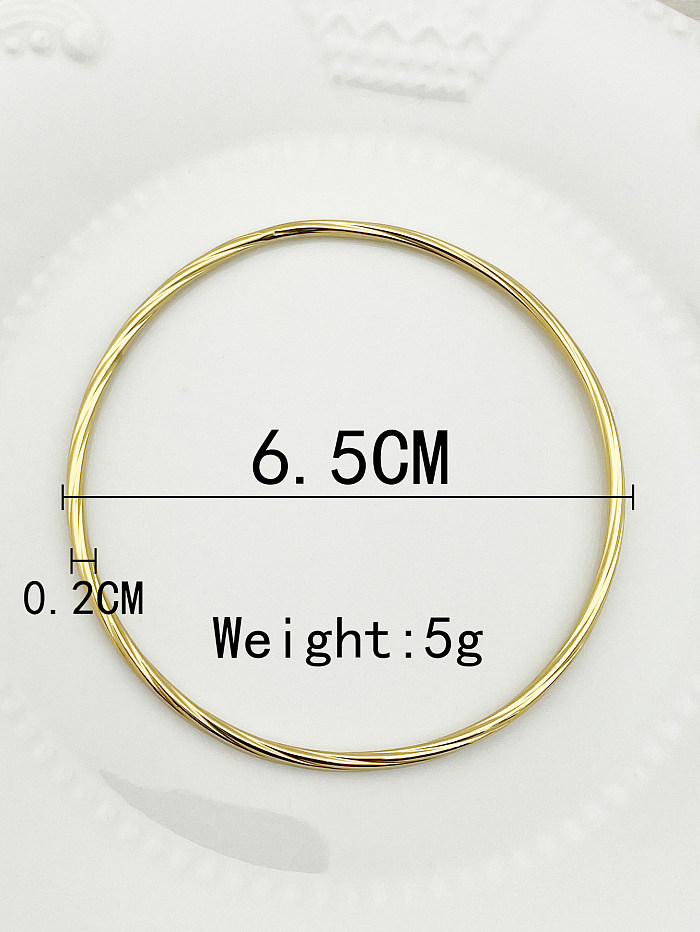French Style Simple Style Round Solid Color Stainless Steel Plating Bangle