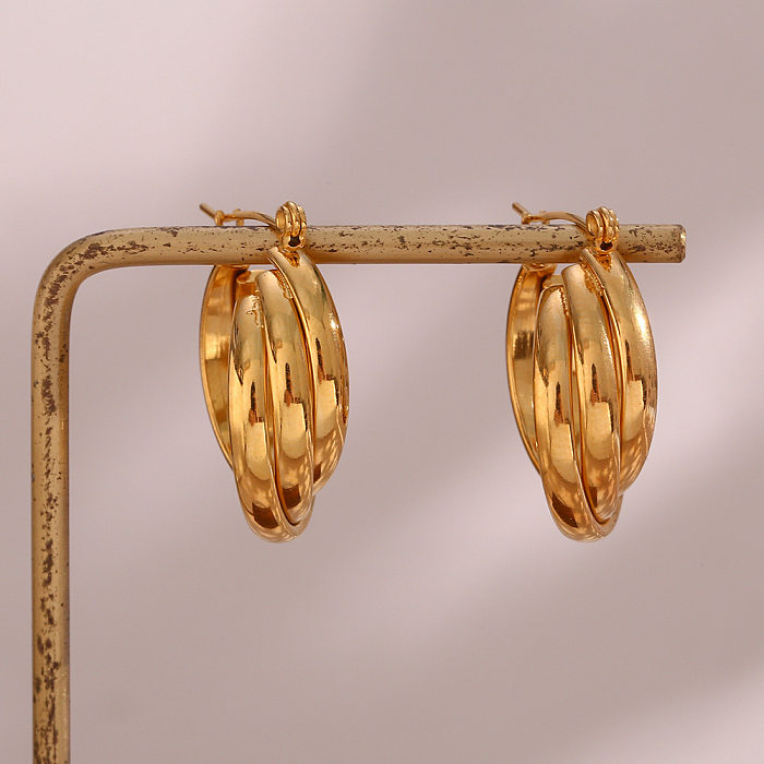 Brincos de torção em espiral de aço inoxidável femininos de joias simples da moda