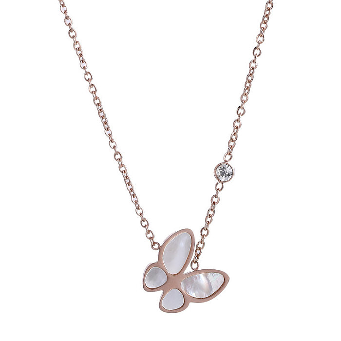 Fashion Simple Style Butterfly Stainless Steel Metal Shell Necklace