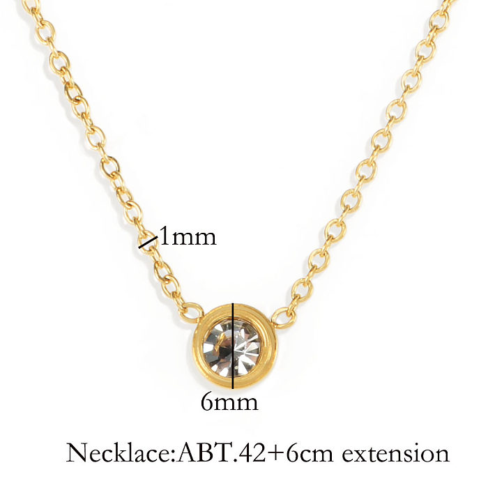 Einfache Halskette mit geometrischem Edelstahlüberzug und Zirkon-Anhänger, 1 Stück