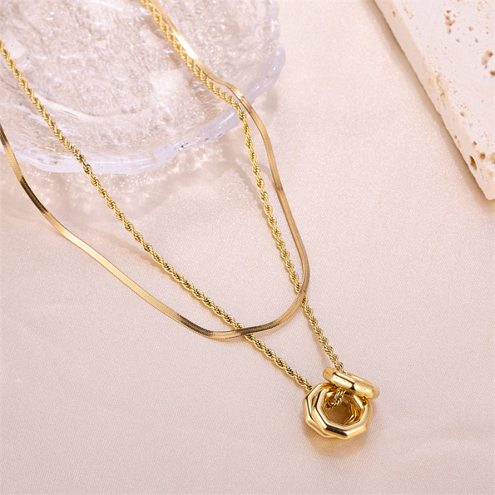 Simple Style Star Moon Stainless Steel  Plating 18K Gold Plated Necklace