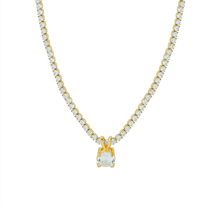 Fashion New Full Diamond Zircon Stainless Steel Necklace Wholesale