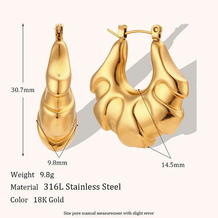 1 par de pendientes redondos chapados en oro de 18 quilates de acero inoxidable para mujer