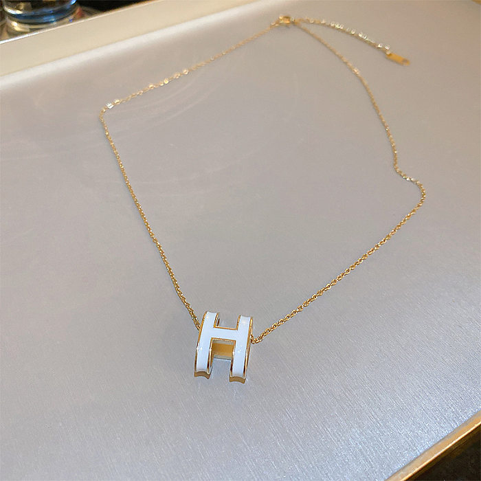 Modische Halskette mit Buchstaben-Edelstahlbeschichtung, 1 Stück