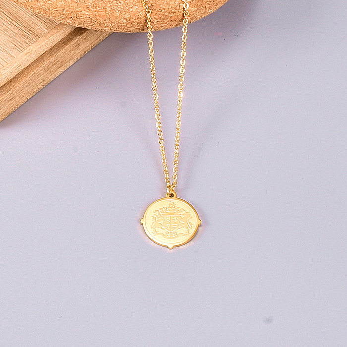 Fashion Coin Stainless Steel Plating Pendant Necklace 1 Piece