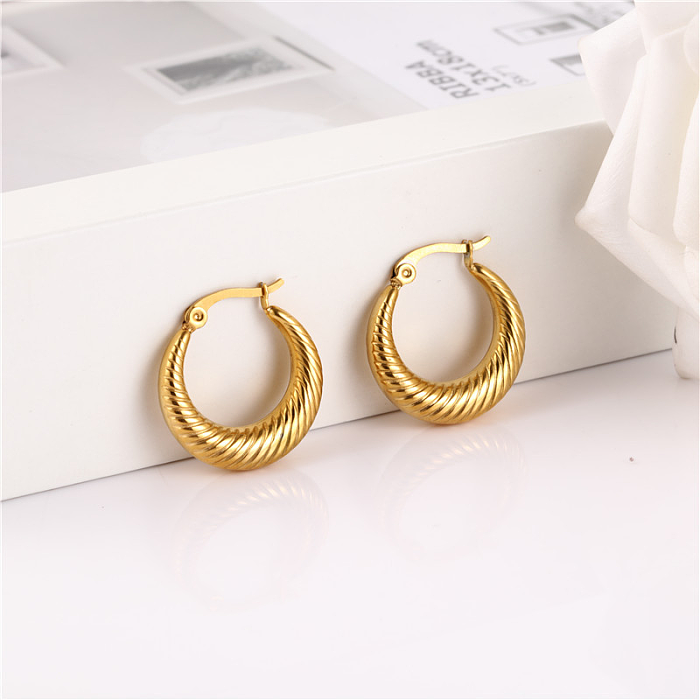 1 Pair Exaggerated Solid Color Polishing Plating Stainless Steel  Gold Plated Earrings