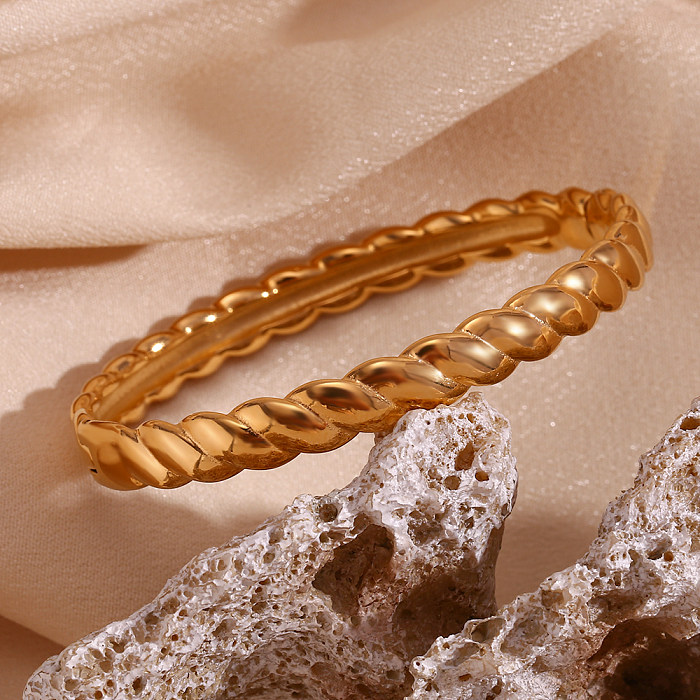 Bracelet plaqué or 18 carats en acier inoxydable de couleur unie de style classique de style simple