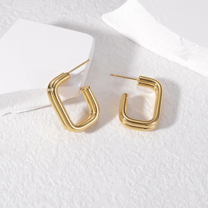 1 Pair Simple Style Classic Style U Shape Plating Stainless Steel  18K Gold Plated Ear Studs