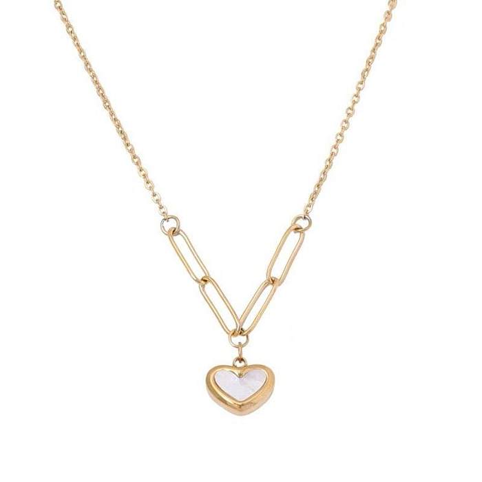 Retro Heart Shape Stainless Steel Plating Pendant Necklace 1 Piece
