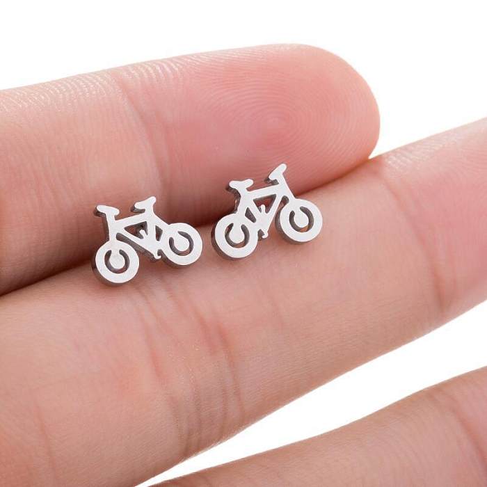 Clous d'oreilles plaqués en acier inoxydable pour vélo, 1 paire, à la mode