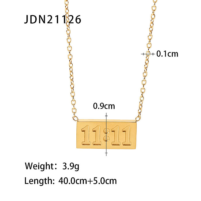 Fashion Number Rectangle Stainless Steel  Pendant Necklace Plating Stainless Steel  Necklaces