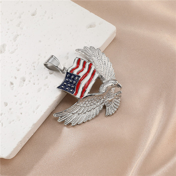 Halskette mit Emaille-Anhänger aus Edelstahl im Vintage-Stil mit amerikanischer Flagge