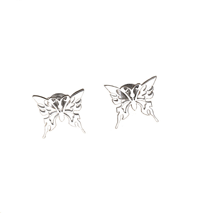 Simple Style Butterfly Stainless Steel  Hollow Out Ear Studs 1 Pair