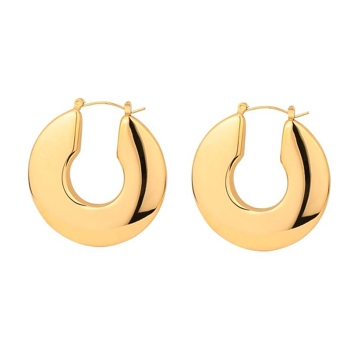 1 paire de boucles d'oreilles en forme de C pour femme, incrustation de placage en acier inoxydable, Zircon plaqué or, clous d'oreilles