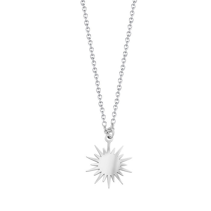 Fashion Six-Pointed Star Sun Pendant Stainless Steel Clavicle Chain 14K Gold Plated Necklace