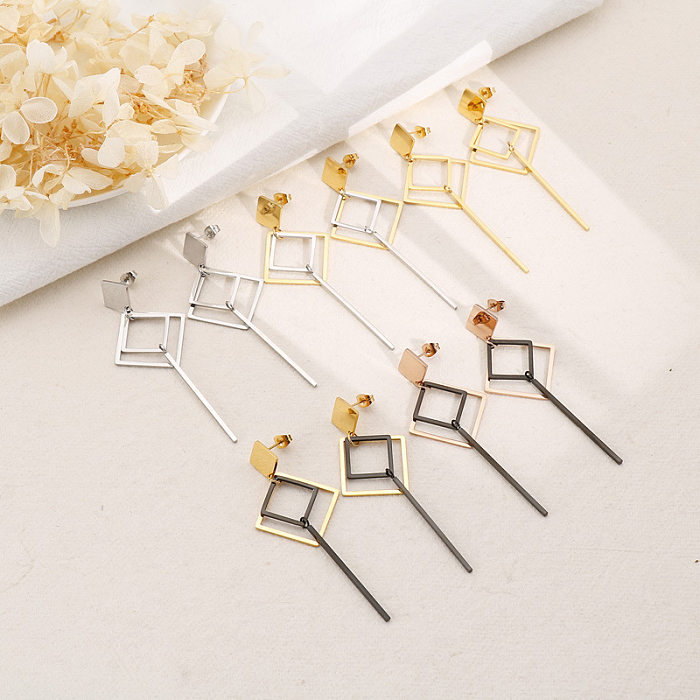 Fashion Simple Hollow Multi-layer Stainless Steel  Earrings Wholesale jewelry