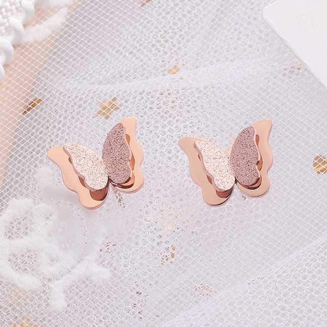 Simple Style Butterfly Stainless Steel Plating Ear Studs 1 Pair