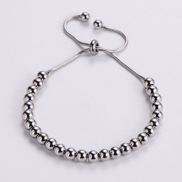 Fashion Simple Beaded Stainless Steel Adjustable Bracelet