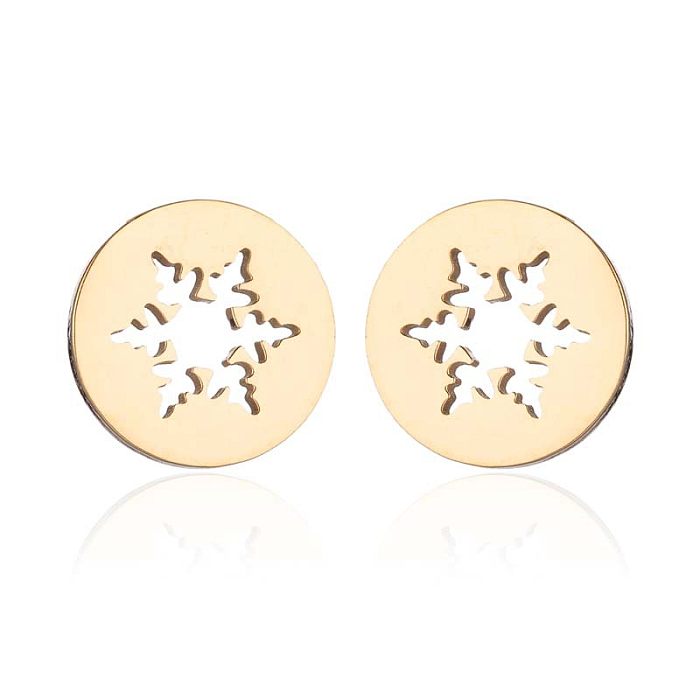 Women'S Simple Style Animal Snowflake Stainless Steel  No Inlaid Ear Studs Stainless Steel  Earrings