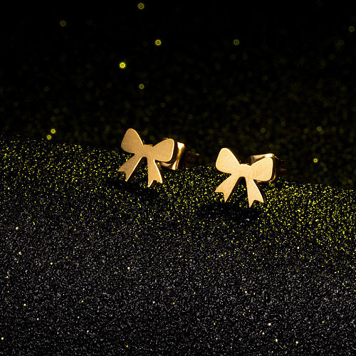 Simple Gold Silver Bow Alloy Earrings Wholesale