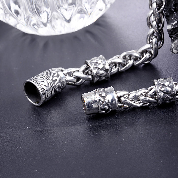Pulseiras de aço titânio com polimento geométrico hip-hop em aço inoxidável