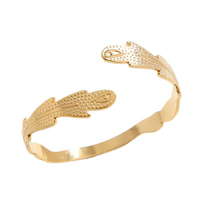 Fashion Feather Titanium Steel Plating Bangle 1 Piece