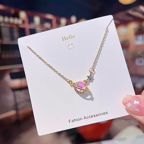 Fashion Geometric Stainless Steel Plating Zircon Necklace