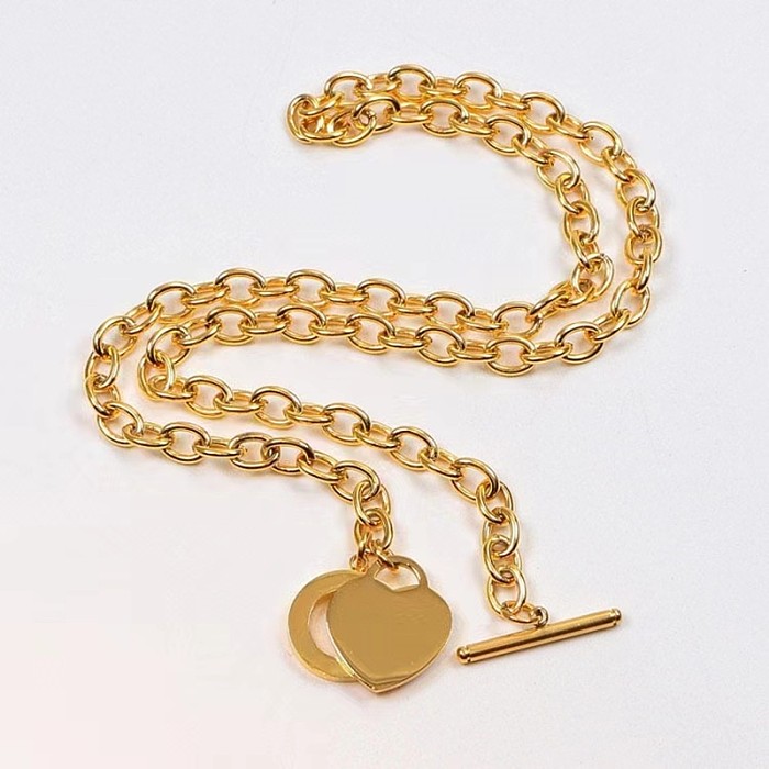 IG Style Casual Vintage Style Heart Shape Stainless Steel  Pendant Necklace