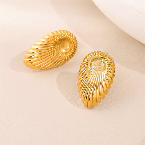 1 par de pinos de orelha banhados a ouro 18K, estilo retrô simples, geométrico irregular, aço inoxidável