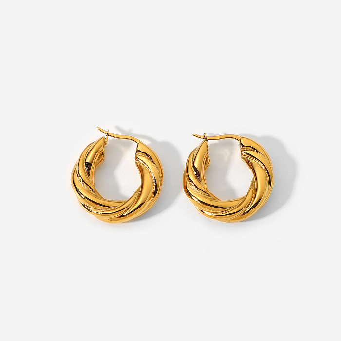 INS Style Texture Special-shaped Hand-made Earrings Stainless Steel  18K Gold Plated Color-preserving Earrings