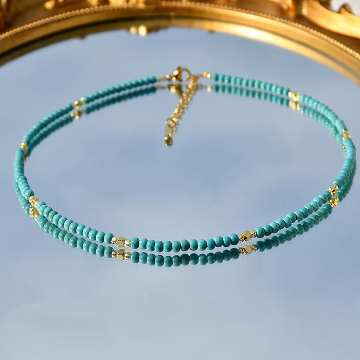 Schlichte Pendel-Halskette mit runden Perlen