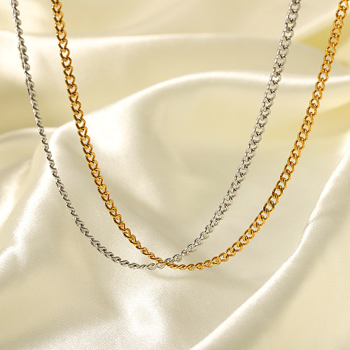 Schlichte Halskette aus einfarbigem Edelstahl mit 18-Karat-Vergoldung in großen Mengen