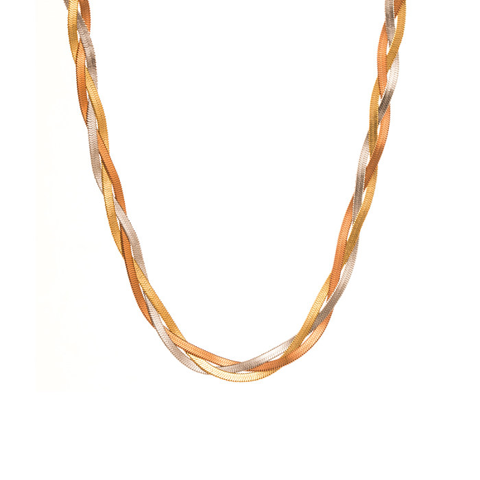 Einfache geometrische Edelstahl-Halskette mit vergoldetem Zirkon, 1 Stück