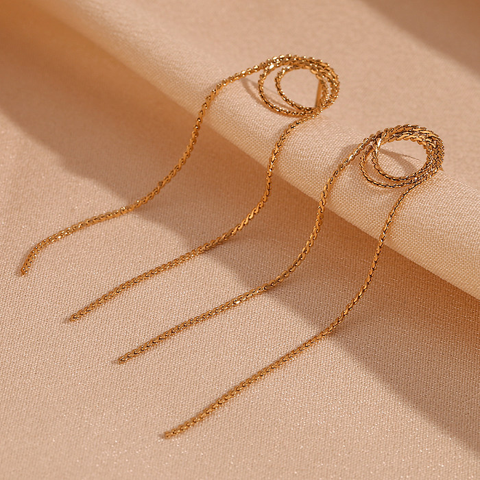 1 paire de boucles d'oreilles pendantes en acier inoxydable plaqué or 18 carats, style simple, style classique, couleur unie