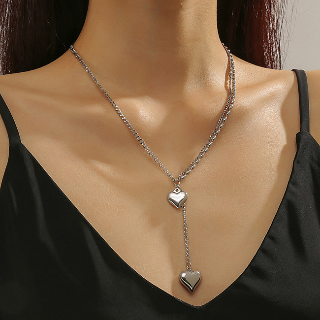 Sweet Simple Style Heart Shape Stainless Steel Polishing Pendant Necklace