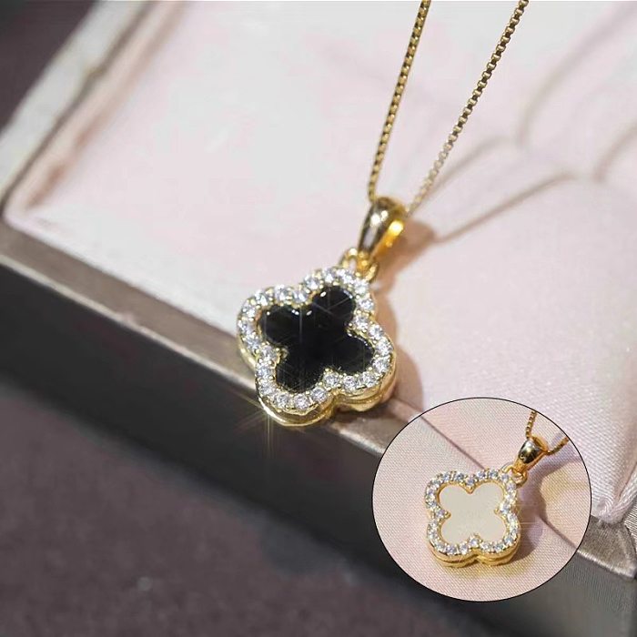 Classic Style Flower Stainless Steel Necklace