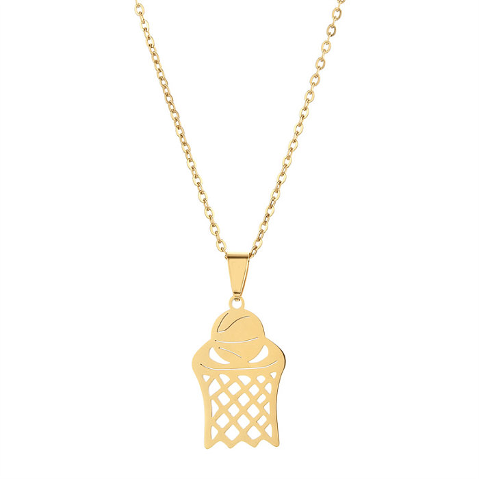 Hip-Hop Basketball Stainless Steel  Plating Gold Plated Pendant Necklace
