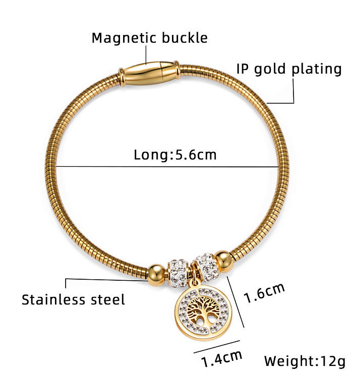 Bracelet Fashion Tree en Acier Inoxydable avec Incrustation de Zircon 1 Pièce