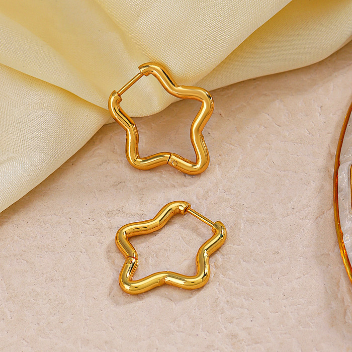 1 par casual estilo simples pentagrama chapeado brincos banhados a ouro 18K de aço inoxidável