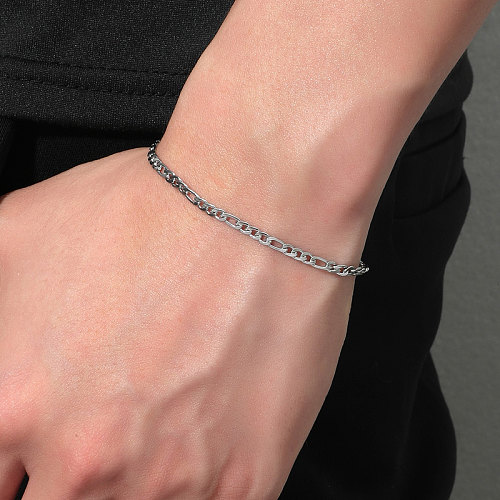 Classic Fashion Simple Silvery Unisex Stainless Steel Bracelet